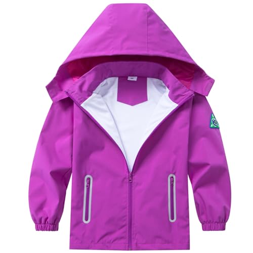 Image of Boys Rain Jacket with Detachable Hood Lightweight Raincoats for Kids