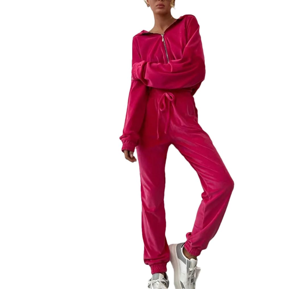 Womens Activewear Set Full Zip Hoodie Drawstring Jogger Pants Fitness Running 2 Piece Set