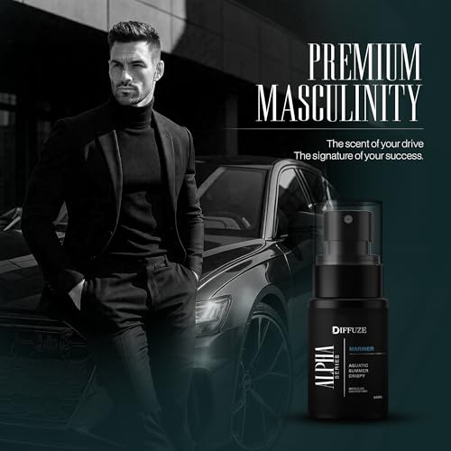 Image of DIFFUZE Alpha Series - Mariner | Luxury Car Perfume for Men | Fresh Aquatic Fragrance | Long Lasting Car Freshener | 30 ml spray with Hanging Card