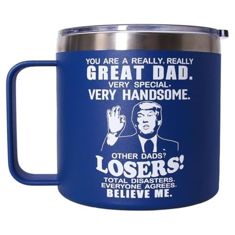 Fathers Day Dad Gifts from Daughter Son,Dad Gifts,Fathers Day Birthday Gifts for Dad Step Dad Father in Law Him Bonus Dad Daddy,Gift for Men Papa Grandpa Uncle Stepdad,14 oz Blue Tumbler Mug Cover