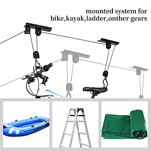 2Pack Bike Hoist Garage Bike Lift Bicycle Hoist Bike Garage Storage Ceiling Mount Lift Hoist Storage Rack For Garage Indoor Bike Lift Even Works As Ladder Lift Premium Quality #TOP2
