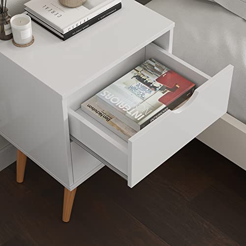 Mesa De Cabeceira Moderna Gabriela Quarto Cama CF 2 Gavetas (Branco)