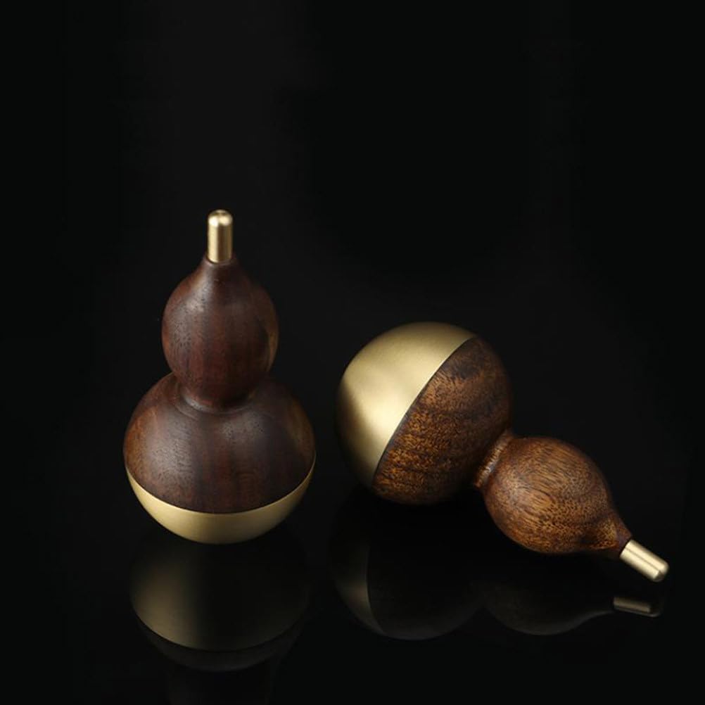 Hemobllo 2 Stück Dekorative Lu Flaschenkürbis Ornamente Aus Messing Und Walnussholz Feng Shui Skulpturen Für Wohnzimmer Büro Schreibtisch 3.54X1.57X1.77In Zen Deko Geschenkidee