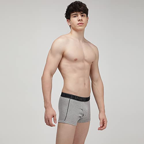 Image of sporto Men's Mid-Rise Super Soft & Comfortable Solid Cotton Square Trunks with No-Fold & No-Pinch Elastic Waistband (Combo Pack)
