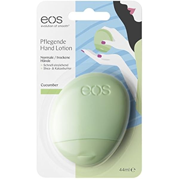 eos Balsam do rąk Cucumber, krem do rąk do normalnej skóry, wegański krem nawilżający, intensywna pielęgnacja delikatnych dłoni, z masłem shea i aloesem, 1 x 44 ml