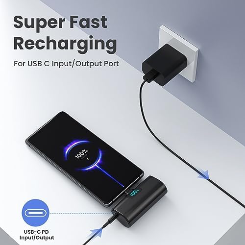 [2-Pack]Portable Charger for iPhone 17/16/15 Series,Upgraded 5200mAh PD USB C Power Bank Built-in USB-C Connector, Battery Pack Compatible with iPhone 17/17 Pro/17 Pro Max/16/15 Series,Samsung,Android — view 2