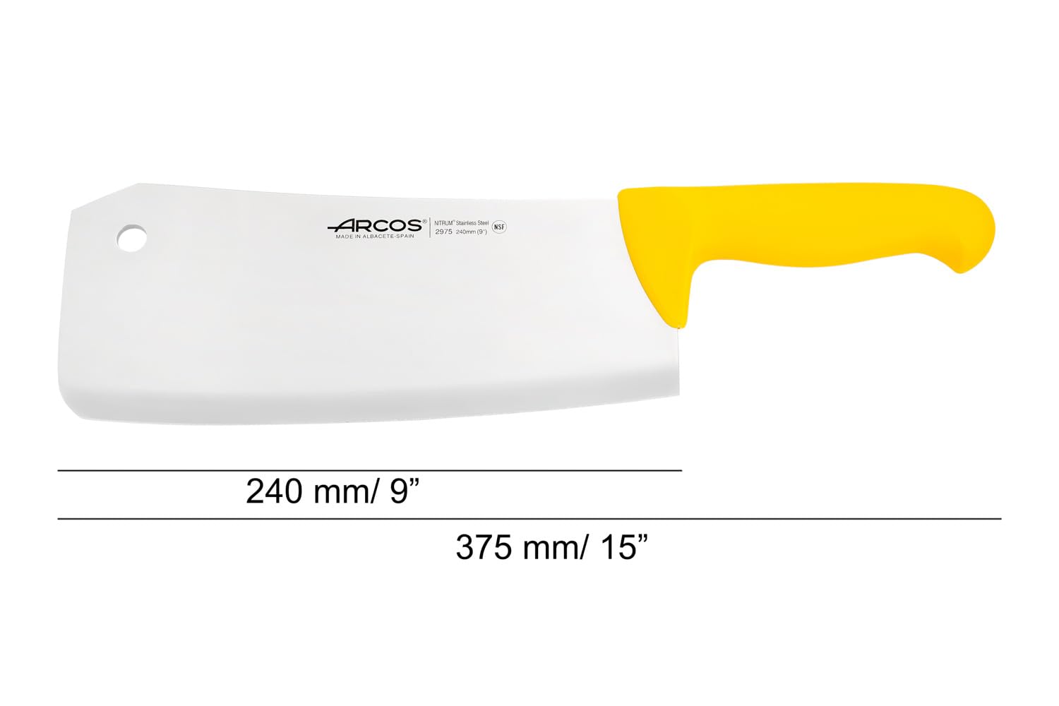 Arcos Fleischermesser Nitrum Edelstahl 24 cm - Professionelles Fleischermesser mit Ergonomischem Griff aus Polypropylen - Gelb, Serie 2900