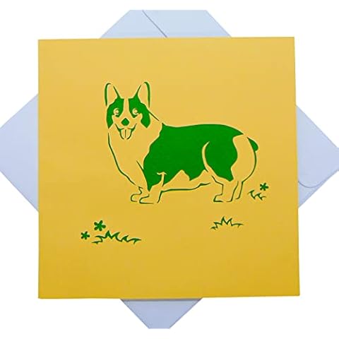 Corgi, Pop Up Card for Animal Lovers, 3D Popup Greeting Cards, for Birthday, Valentine's Day, Mothers Day, Spring, Fathers Day, Graduation, Wedding, Anniversary, Get Well, All Occasion 6"x6" Cover