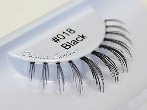 Elegant Lashes #018 Black False Eyelash (Triple Pack - 3 Pairs) | Spiky 100% Human Hair Under/Bottom/Lower Lashes For Halloween, Drag, Costume, Party #TOP3