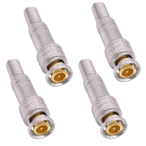 YARCHONN BNC Conector sin soldadura BNC RG59 Crimp Cable Coaxial Conector de compresión para CCTV Seguridad CCTV Sistema de cámaras de vigilancia  4 unidades