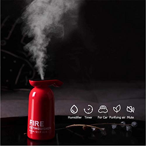 Fire Extinguisher Air Humidifier USB Mist Maker Fogger 180ML Ultrasonic Cool Water Aroma Diffuser for Home Car Purifier-Red