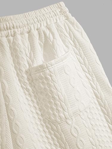 Image of Men's Casual Jacquard Textured Letter Patch Design Short Sleeves T-shirt Or Drawstring Shorts -Co-ord Available(Shorts Light Yellow /L)