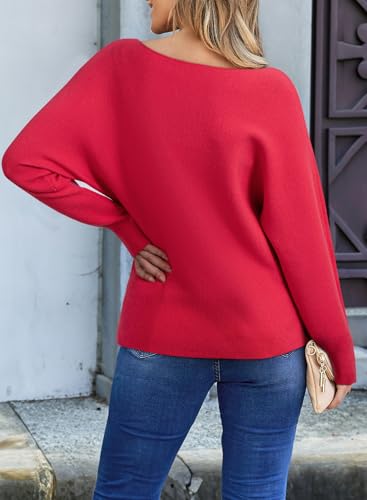 Image of EVALESS Casual Crewneck Sweaters for Women Fall Winter 2026 Lightweight Long Batwing Sleeve Pullover Sweaters Tops Clothes