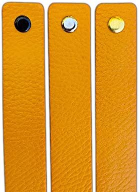 Brute Strength, Leather Handles for Furniture, Ochre Yellow, 4 pcs, 16,5 x 2,5 cm, Cabinet Handle - Image 4