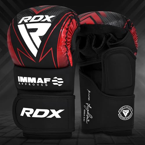 RDX IMMAF Approved Sparring Grappling Gloves, Adults & Kids Professional Grade Hybrid Design for Competition Level and Training, ventilated Open Palm, Adjustable wrist Straps, Martial Arts Muay Thai - Image 6