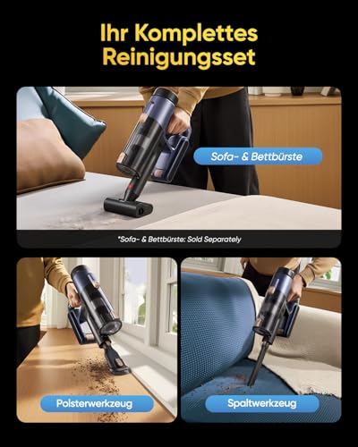 Vexilar V12 Akku Staubsauger Kabellos 50Kpa / 50Min, Leichter Selbststehend Akkustaubsauger mit Touchscreen, Grünes Licht, Anti-Tangle, Staubsauger für Teppich Hartböden Vorhang Auto Haustierhaare 5