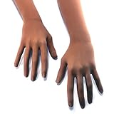 Sheer Seamless Nude Illusion Second Skin Gloves with Strong Elastic Top Seam in Beige and Tan (Tan)