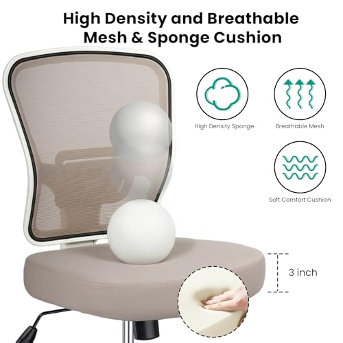 Image of Armless Drafting Chair Tall Office Chair for Standing Desk - Adjustable Height Mesh Ergonomic Stool with Foot Ring, Rolling Counter Height Computer Chair for Small Spaces & Home Office