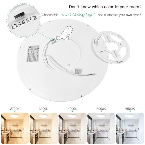 Image of Brightever 15 Inch Dimmable Large Flush Mount Ceiling Light Fixture, 3800LM