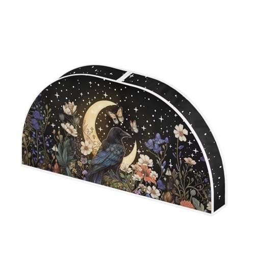 Babrukda Hanging Clothing Storage Bags for Closet, Floral Moon Crow Wardrobe Clothes Protector for Suit, 12.48 x 24.61 Inch Travel Hanging Garment Bags, Hanger Not Included, Black3