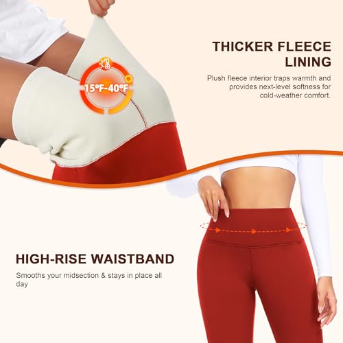 Image of DHSO Thick Winter Fleece Lined Leggings Women - Thermal Warm High Waisted Tummy Control Soft Pants for Snow Cold