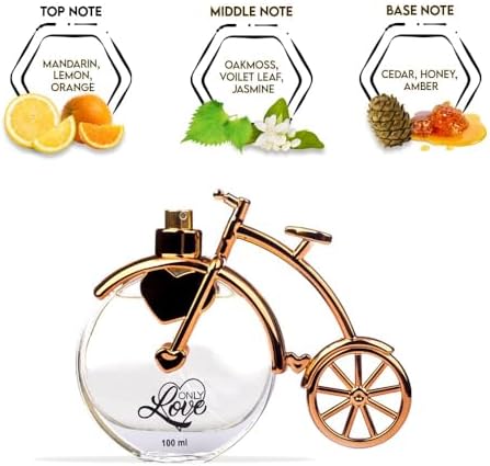 Only Love Eau De Parfum for Women, Long Lasting Floral & Citrus Daily Spray Fragrance, Unique Vintage Bicycle Bottle Design, Ideal Gift for Her - 100ml / 3.4 fl. oz. — view 3