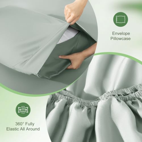 Image of 100% Organically Grown Bamboo Viscose Queen Sheet Set with Pockets on Side