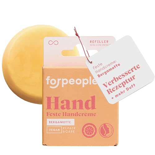 forpeople BIO Handcreme Vegan 30g - Veganer Daumenschmaus, Feste Handcreme für trockene und rissige Hände, Shea Butter, Candelillawachs, Olivenöl, Bergamotte, Naturkosmetik