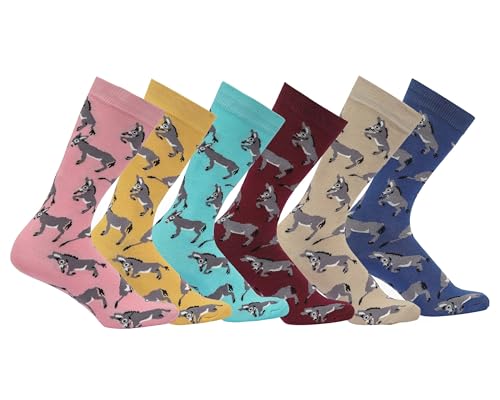 AWST Int'l Playful Donkeys Socks 6 pack-Assorted Colour