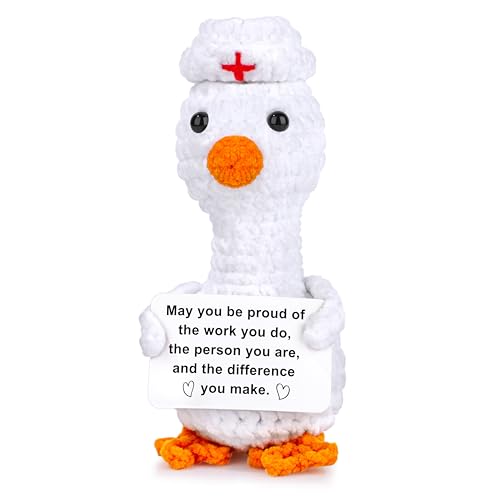 JoycuFF Nurse Mini Goose Positive Crochet Gift Easter Basket Stuffers Thank You Nurse Week Emotional...