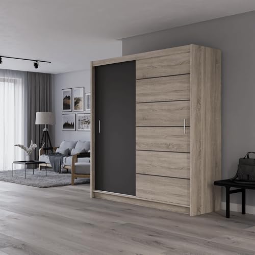 Krudox PRSW 203 cm Eiche Sonoma/Lava Schwebetürenschrank Breiten 203/250 cm Kleiderschrank Für Wohnzimmer Mit 2 Kleiderstangen Krudox PRSW 203 cm Eiche Sonoma/Lava Schwebetürenschrank Breiten 203/250 cm Kleiderschrank Für Wohnzimmer Mit 2 Kleiderstangen