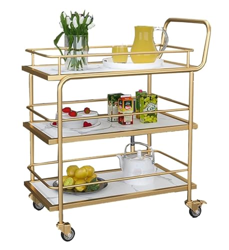 Carro Cocina Carrito De Almacenamiento De 3 Niveles De Metal Ecológico, Carrito De Barra Para Servir Con Ruedas, Carrito Rodante Para Bebidas Móvil Para Restaurante, Hotel Y Hogar Carro Cocina Ruedas(