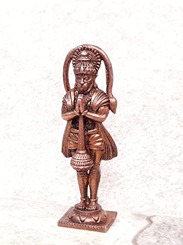 Image of Copper Idols India, 2.6 inches, Handmade Standing God Hanuman, 40 Grams, Patina Antique Finish, Pack of 1 Piece