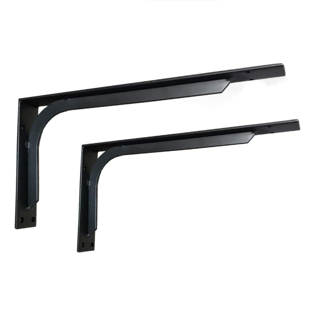 Supports d'étagère en Fer Robuste 15/20/25/30/35/40/45/50/55 cm, équerres pour étagère Noir, Etagère Murale Industriel, 2 pièces, Charge maximale 150 kg
