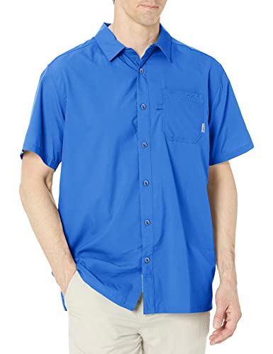 Columbia Mens Slack Tide Short Sleeve Camp Shirt, Vivid Blue, Medium