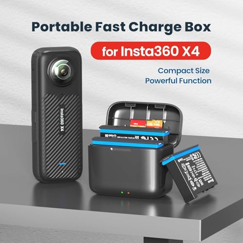 Image of Battery Fast Charging Hub Box for Insta 360 One X4 Battery Action & Sports Camera Accessories Insta 360 X4 Accessories Type-C Cable Include (Only Charging Hub & SD Card Not Included)