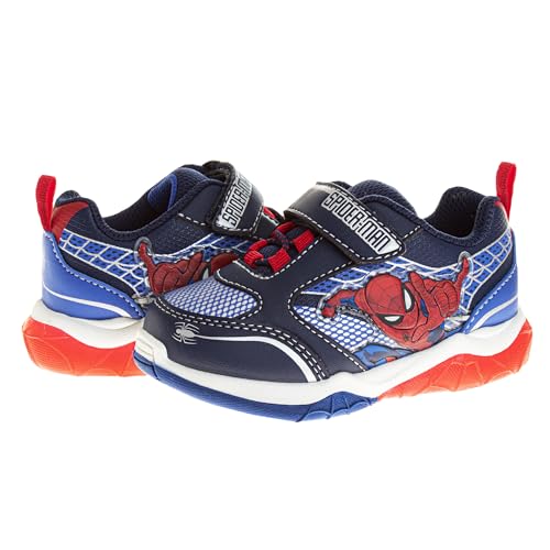 Marvel Spiderman Shoes LED Lightup Shoe - Spidey Sneakers Easy Slipon Laceless Strap Closure Casual Athletic Sneaker for Boys - Navy' (Size 10 Toddler) - image 4