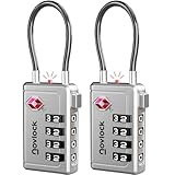 Candados TSA con indicador de apertura – Combinación de 4 dígitos para maletas, mochilas, equipaje de mano y taquillas, color plateado (2 uds.)