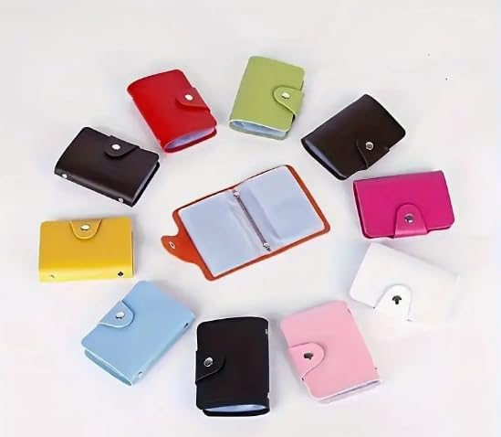 Wallet Women,1pc Autumn Casual Style Synthetic Leather Card Holder with 8 Slots, Snap Closure, Wet Wipe Clean, Business & Credit Card Organizer (Pink)4