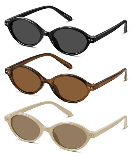 GRFISIA Retro Oval Sunglasses Womens Small Trendy Sun Glasses Sunnies UV400 Protection