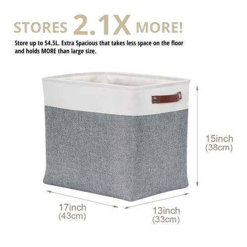 Image of DECOMOMO Foldable Storage Bin | Collapsible Sturdy Cationic Fabric Storage Basket Cube W /Handles for Organizing Shelf Nursery Home Closet (Slate Grey and White, Jumbo - 3 Pack)