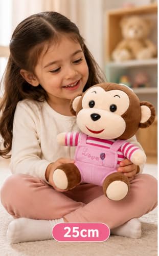 Image of Cute Monkey Soft Toy for Kids 25CM | Ultra Soft Plush Stuffed Monkey Teddy Bear | Huggable Cartoon Animal Plush Toy for Boys & Girls | Washable Gift Toy