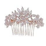SH Rose Gold Bridal Hair Comb for Bride Bridesmaid Rhinestone Wedding Comb Barrette Crystal Hiar Cli