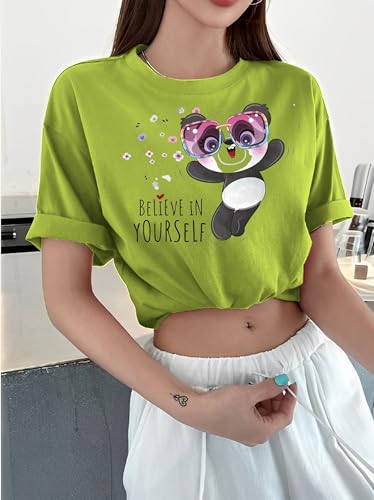 Image of Parona Polyester Casual Round Neck Printed T-Shirt | Half Sleeves Tshirt for Women