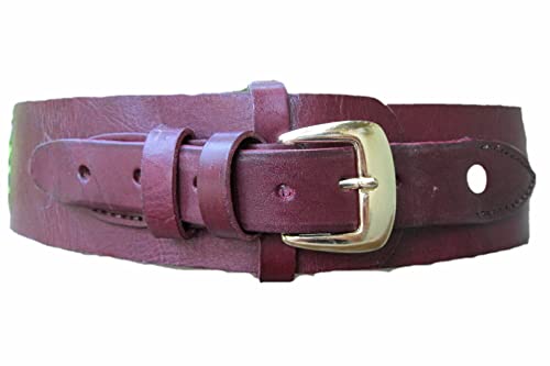 Western Burgundy Color Genuine Leather - Solid Plain Gun Belt (burgundy, 50