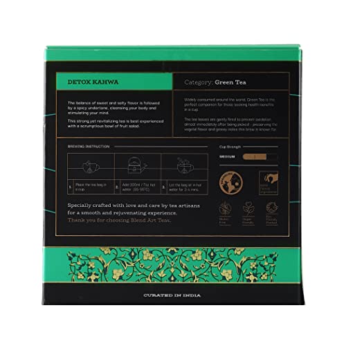 Image of Blendart Detox Kahwa Green Tea Helps In Detoxification Improves Digestion Ideal After Meal Beverage Helps Cleanse Immunity Booster Cold Relief 100% Natural Ingredient - 15 Tea Bags