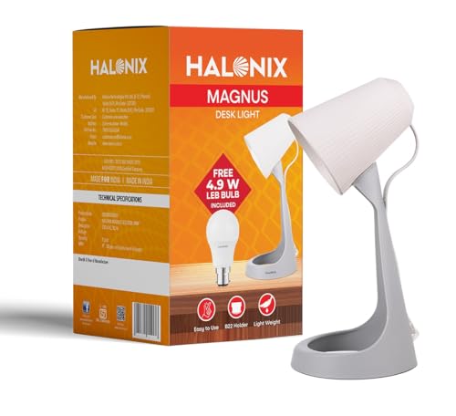 Halonix Polycarbonate Magnus Desk Light | with 4.9W Led Bulb | B22 Holder | Light Weight | Easy to Use Study Lamp | Designer Study Light |,Beige (B0D154Q633) Amazon Price History, Amazon Price Tracker