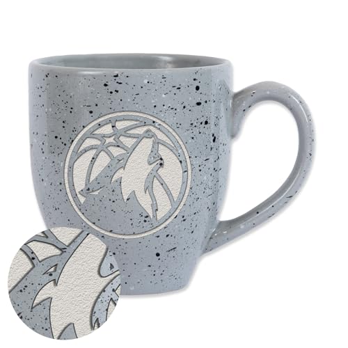 Rico Industries NBA Basketball Minnesota Timberwolves Alternate 16 oz Team Color Laser Engraved Speckled Ceramic Coffee Mug