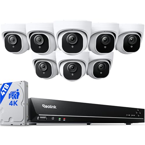 REOLINK 4K PoE Security Camera System Wired, 8pcs 8MP...
