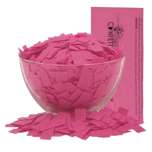 Image of Ultimate Confetti Rectangular Fuchsia Pink Paper Confetti - 1 lb